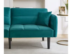 Sofá-cama ajustável 2 em 1 - 176 x 78 x 76 cm - 2 lugares - com braços dobráveis - Veludo - Verde