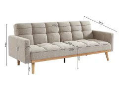 Sofá-cama bege conversível de 3 lugares coleção ADONA