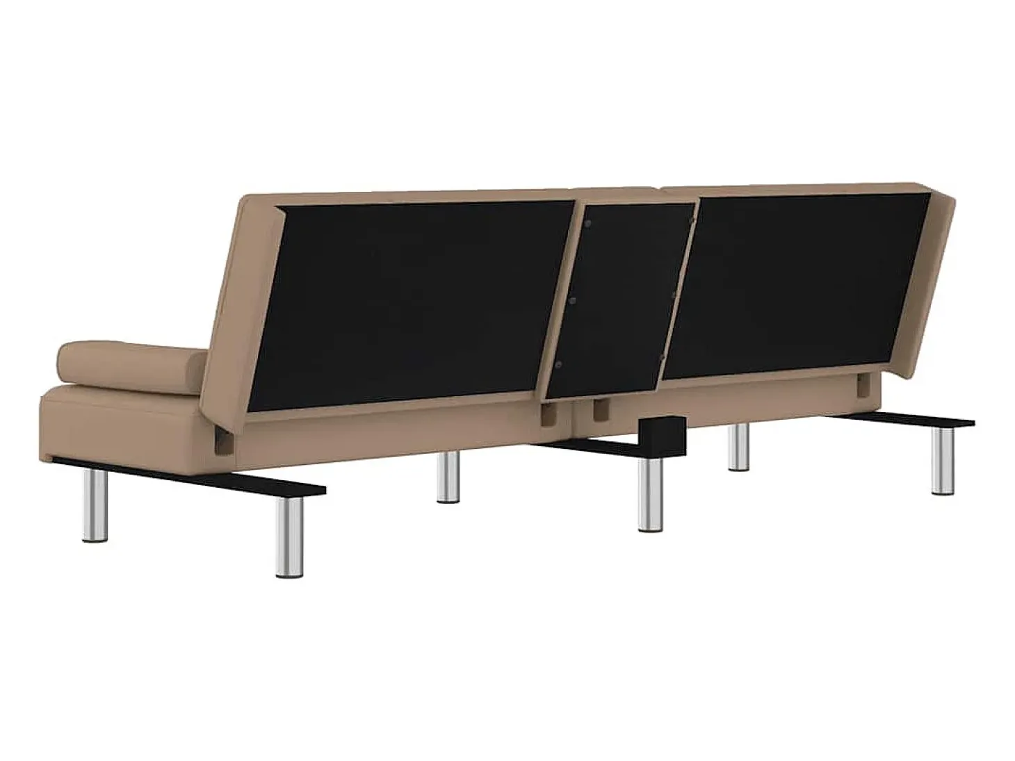 Sofá-cama c/ suporte para copos couro artificial cor cappuccino
