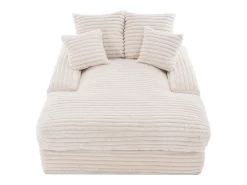 Sofá-cama chaise longue com 4 almofadas - Veludo cotelê bege