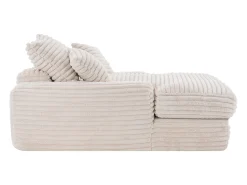 Sofá-cama chaise longue com 4 almofadas - Veludo cotelê bege