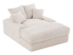 Sofá-cama chaise longue com 4 almofadas - Veludo cotelê bege