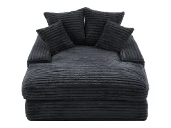 Sofá-cama chaise longue com 4 almofadas - Veludo cotelê cinzento