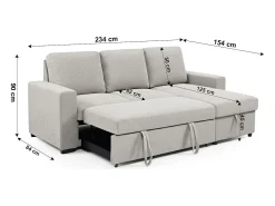 Sofá-cama Chaise Longue Luke 230cm Cinza