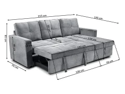 Sofá-Cama Chaise Longue Pau 215cm Bege
