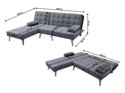 Sofá-Cama Chaise Longue XS 198cm Preto
