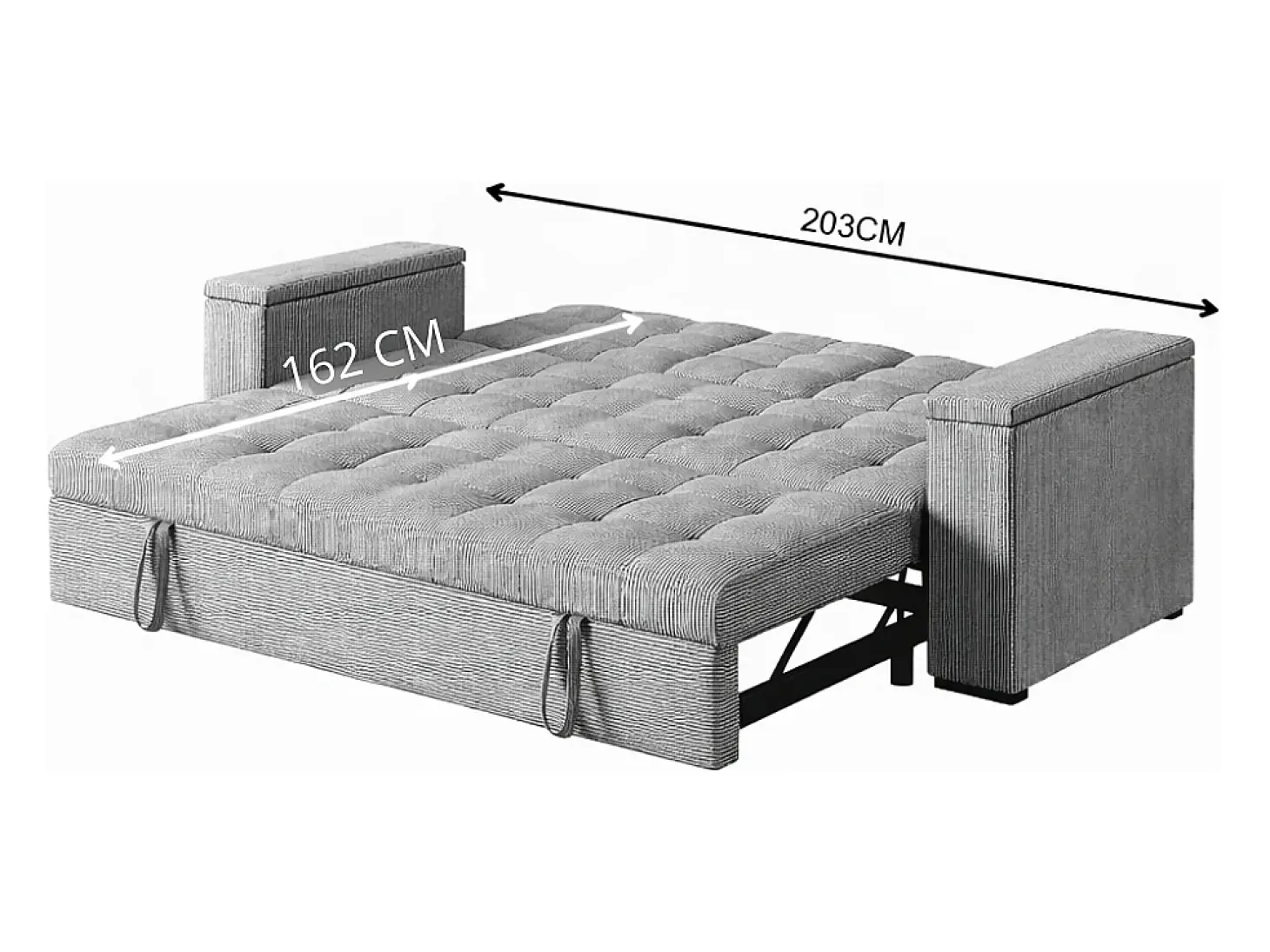 Sofá-Cama Cinzento Escuro Conversível de 3 Lugares NOHO Moderno e Prático