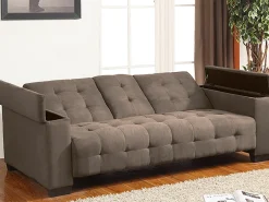 Sofá-cama clic-clac de 3 lugares Microfibra Castanho DEVONSHIRE