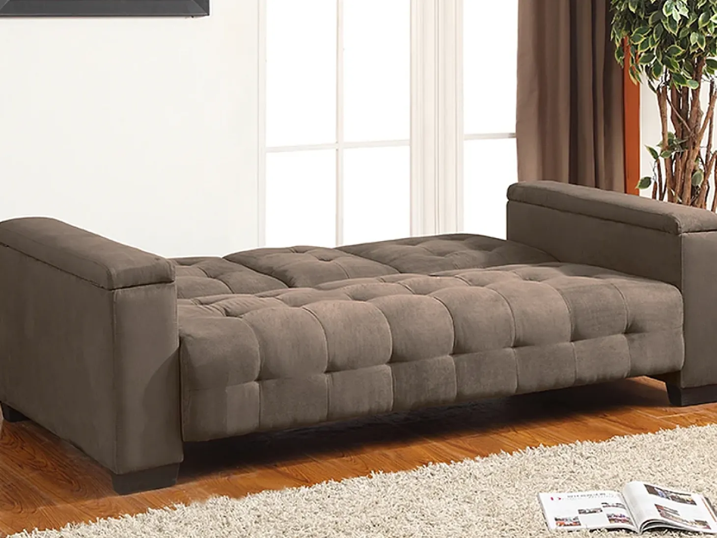 Sofá-cama clic-clac de 3 lugares Microfibra Castanho DEVONSHIRE