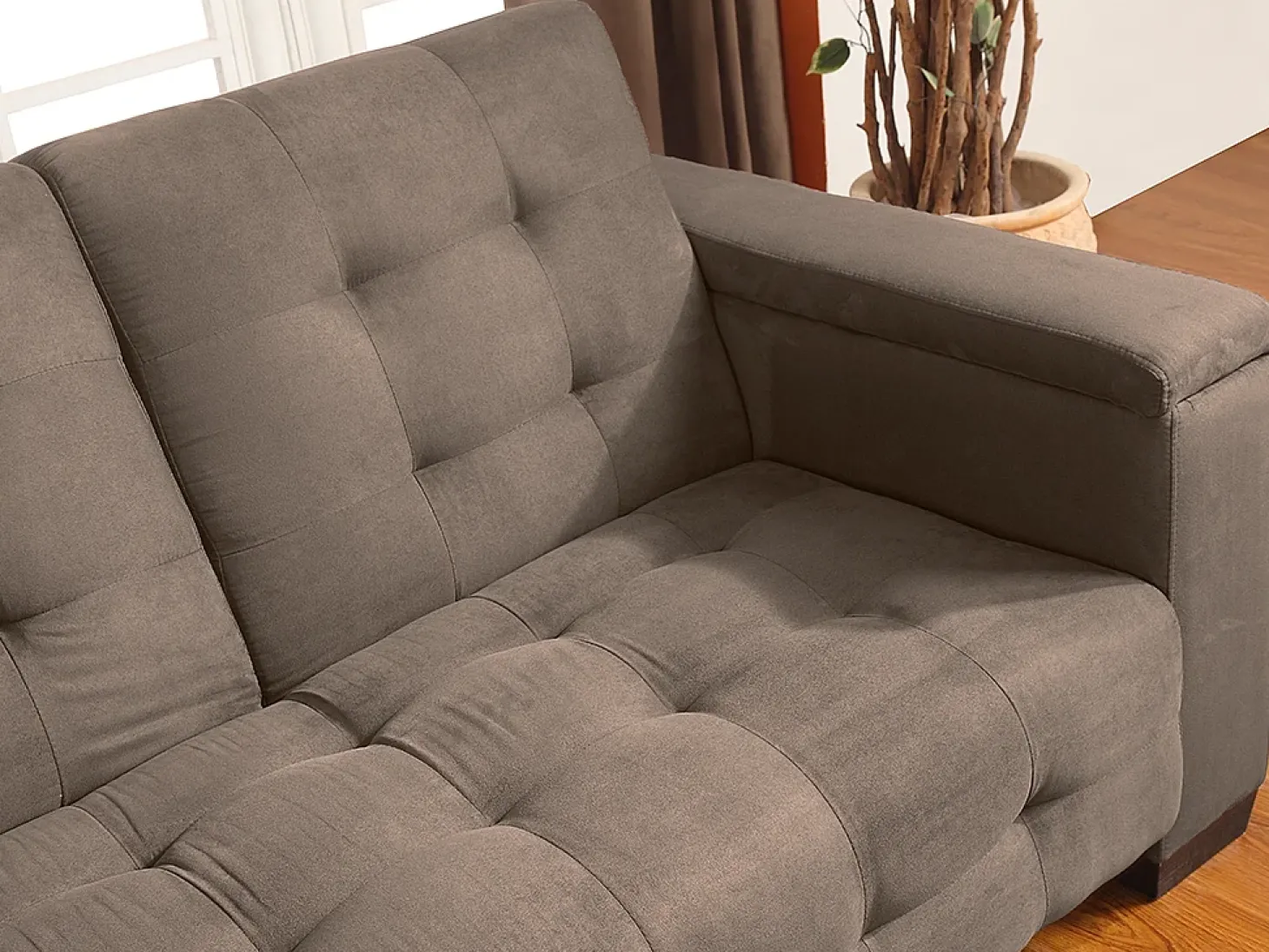 Sofá-cama clic-clac de 3 lugares Microfibra Castanho DEVONSHIRE