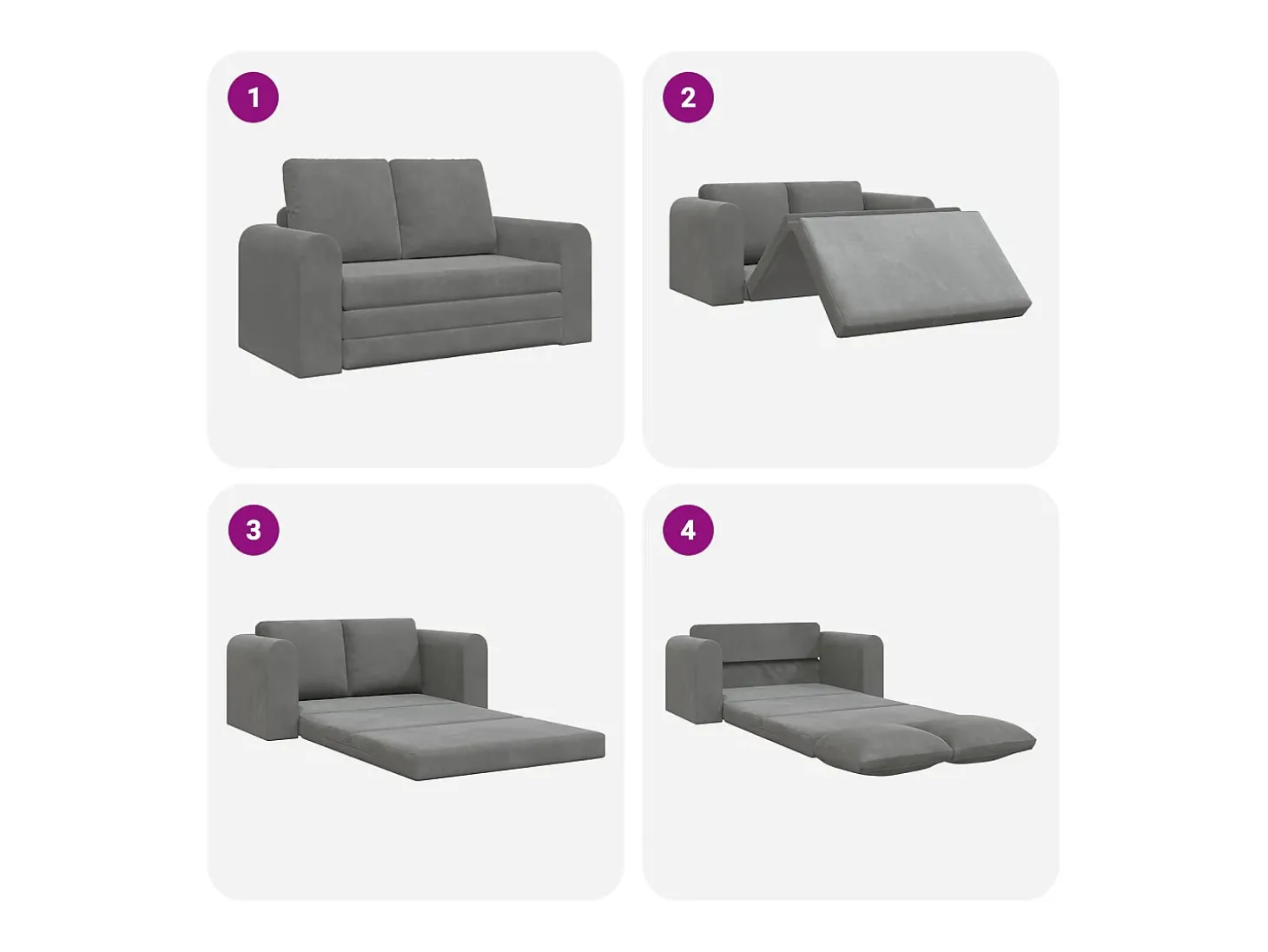 Sofá-Cama 60cm Cinza Escuro Veludo