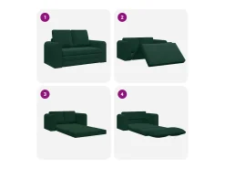 Sofá-Cama 60cm Verde Escuro Veludo