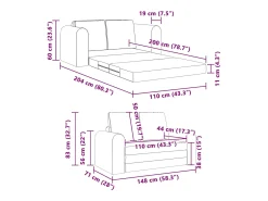 Sofá-Cama 60cm Verde Escuro Veludo
