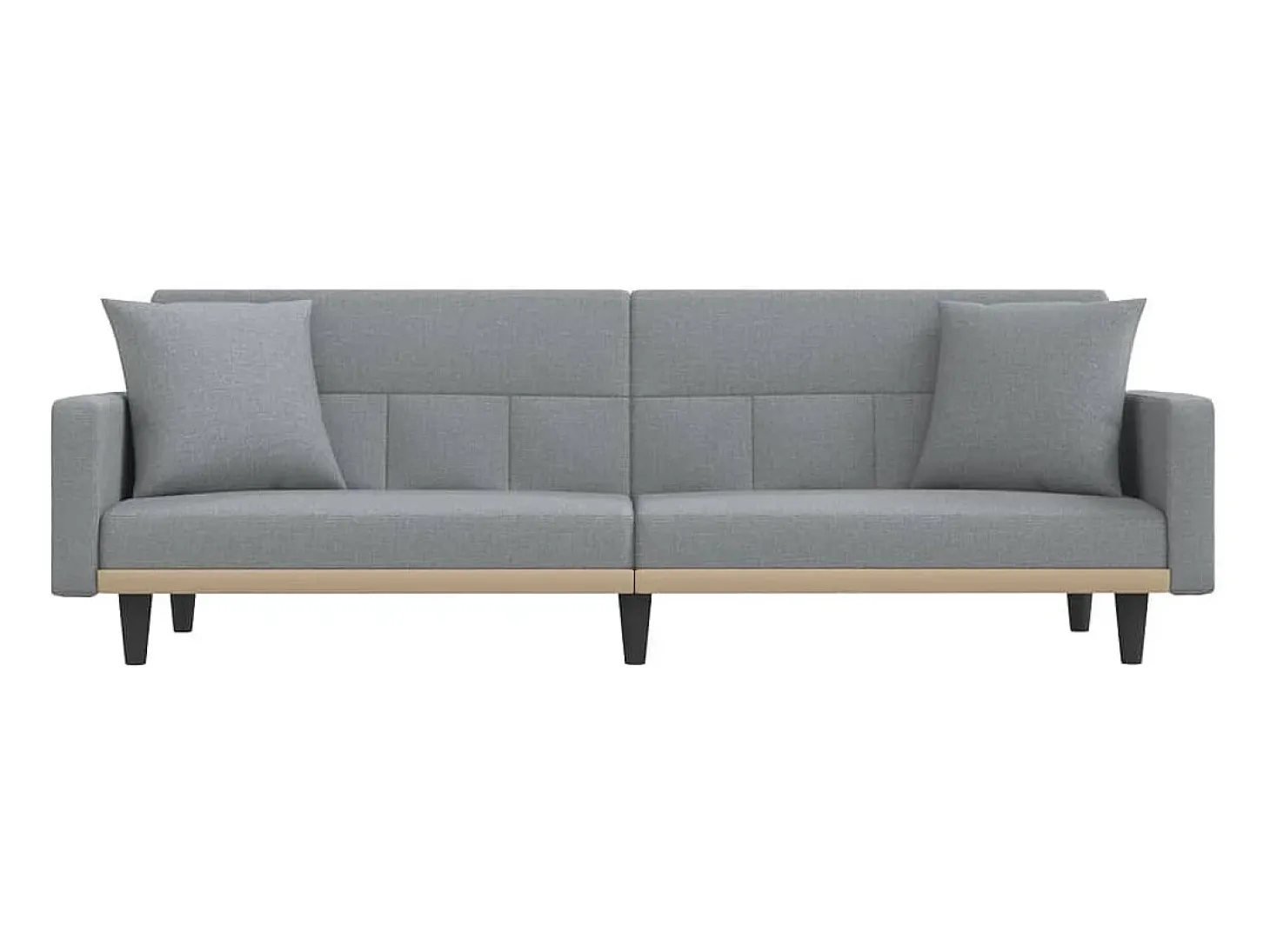 Sofá-cama com almofadões tecido cinzento-claro