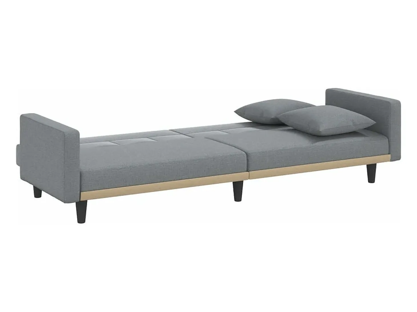 Sofá-cama com almofadões tecido cinzento-claro