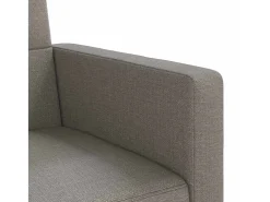 Sofá-cama com almofadões tecido cinzento-acastanhado