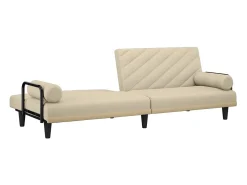 Sofá-cama com apoio de braços tecido cor creme
