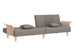 Sofá-cama com apoio de braços tecido cinzento-acastanhado