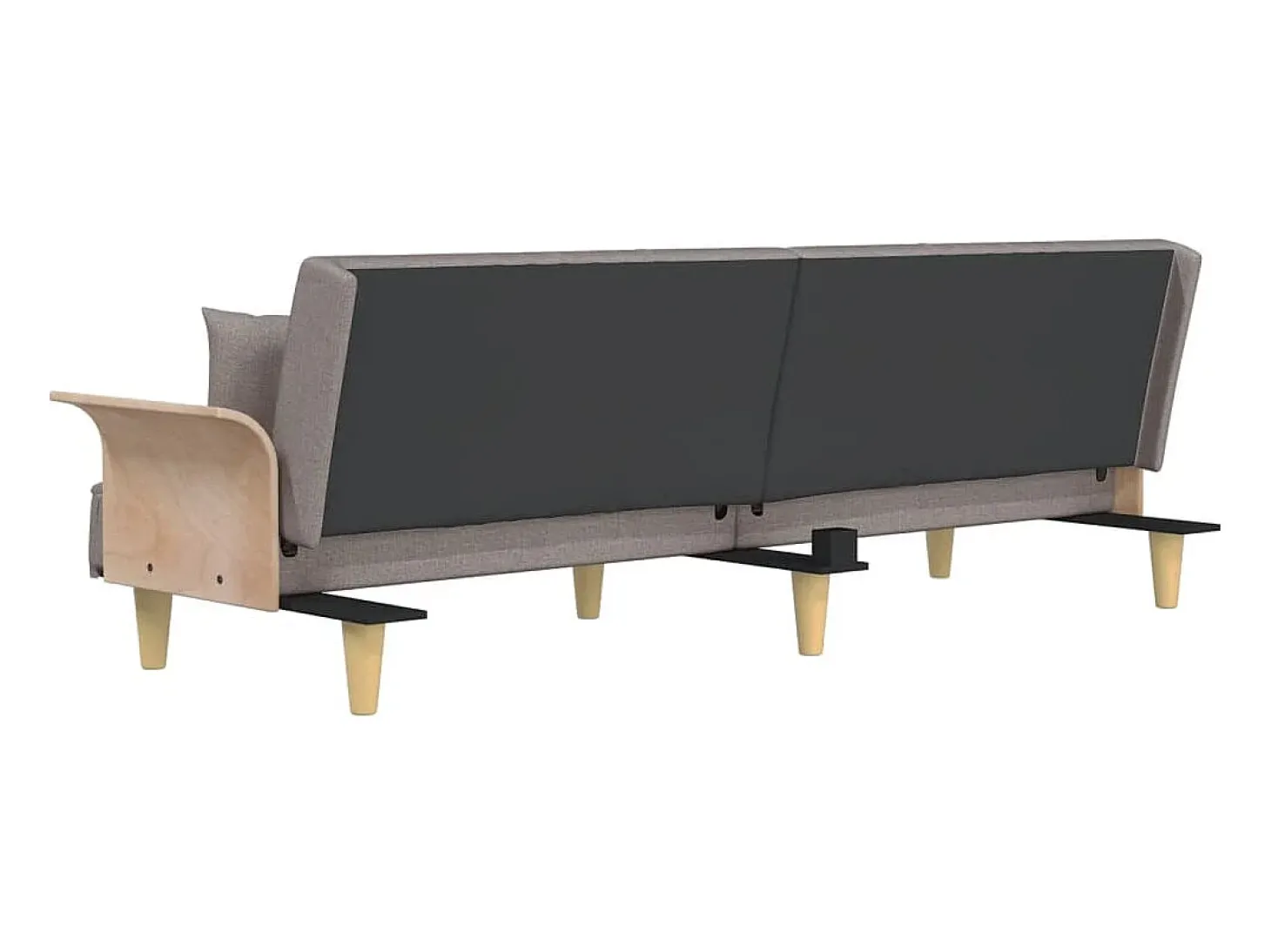 Sofá-cama com apoio de braços tecido cinzento-acastanhado