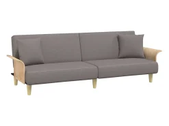 Sofá-cama com apoio de braços tecido cinzento-acastanhado