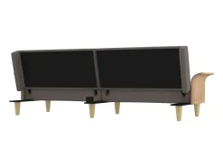 Sofá-cama com apoio de braços tecido cinzento-acastanhado