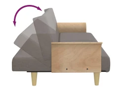 Sofá-cama com apoio de braços tecido cinzento-acastanhado
