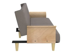 Sofá-cama com apoio de braços tecido cinzento-acastanhado