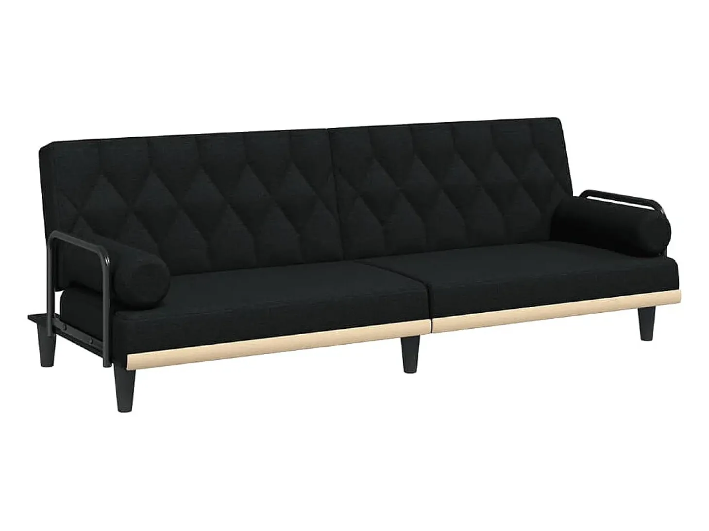 Sofá-cama com apoio de braços tecido preto