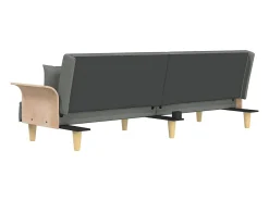 Sofá-cama com apoio de braços tecido cinzento-escuro