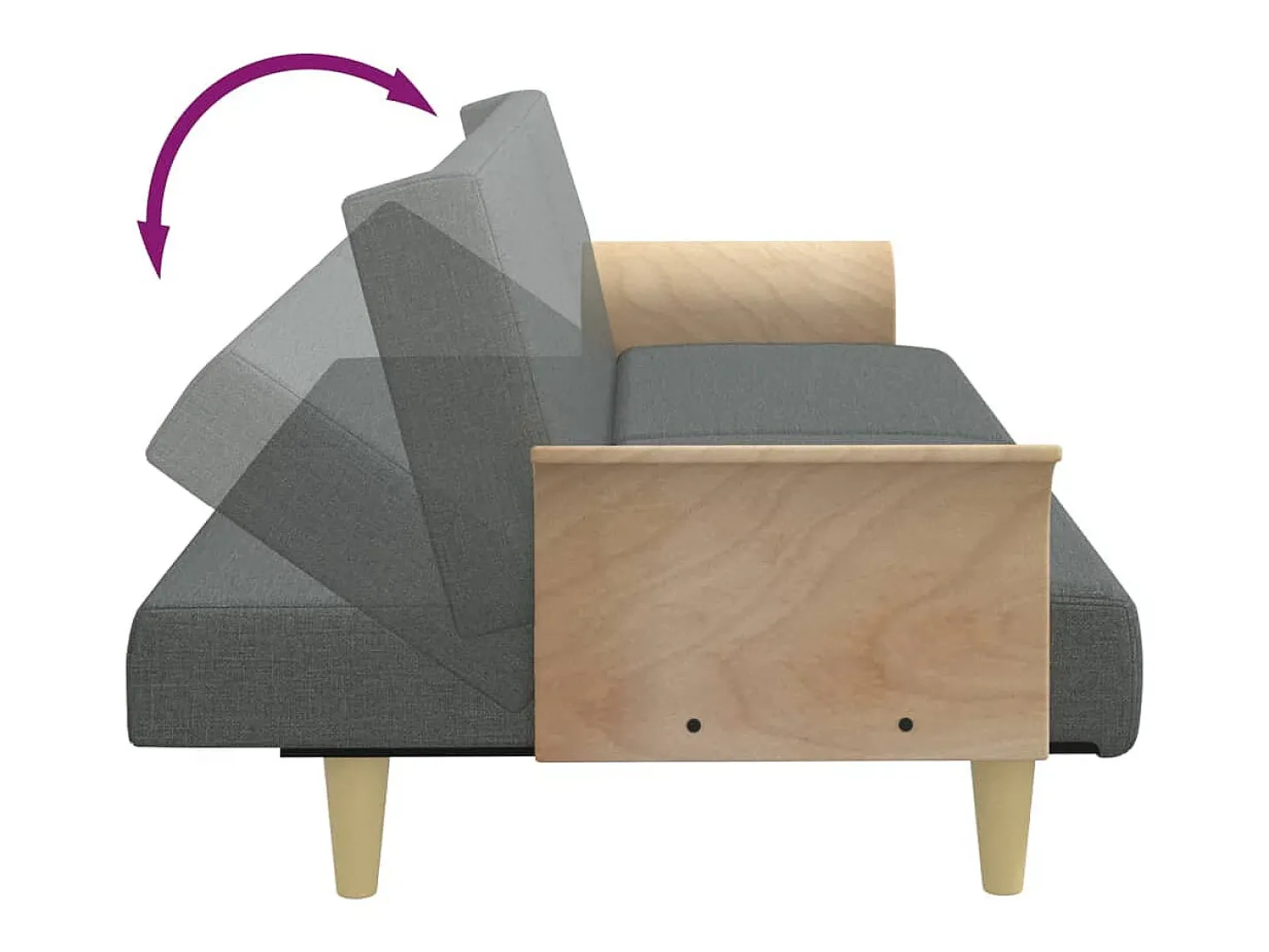 Sofá-cama com braços 224 x 89 x 70 cm tecido cinza escuro 02_0019251