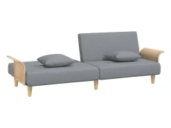 Sofá-cama com braços 224 x 89 x 70 cm tecido cinza claro 02_0021007