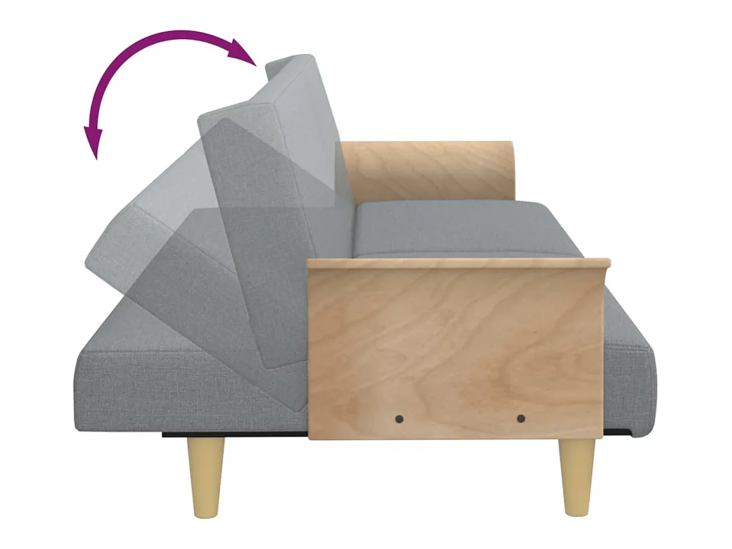 Sofá-cama com braços 224 x 89 x 70 cm tecido cinza claro 02_0021007