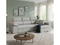 Sofá-cama com chaise longue à direita, 3 lugares, Milano cinza, 260x98x98cm