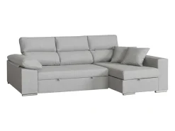 Sofá-cama com chaise longue à direita, 3 lugares, Milano cinza, 260x98x98cm