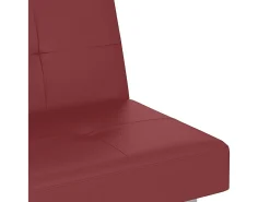 Sofá-cama com suporte p/ copos couro artificial vermelho tinto