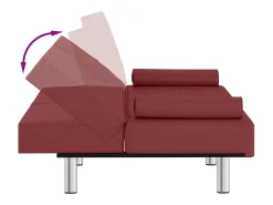 Sofá-cama com suporte p/ copos couro artificial vermelho tinto