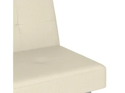 Sofá-cama com suporte para copos couro artificial cor creme