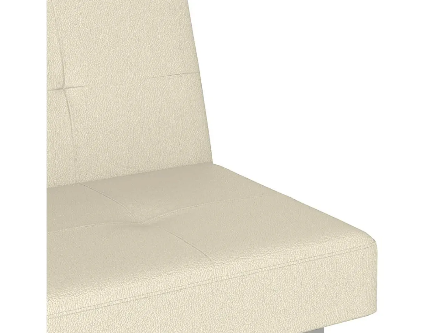 Sofá-cama com suporte para copos couro artificial cor creme