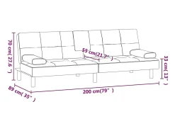 Sofá-cama com suporte para copos couro artificial cor creme