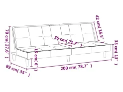 Sofá-cama com suporte para copos veludo rosa