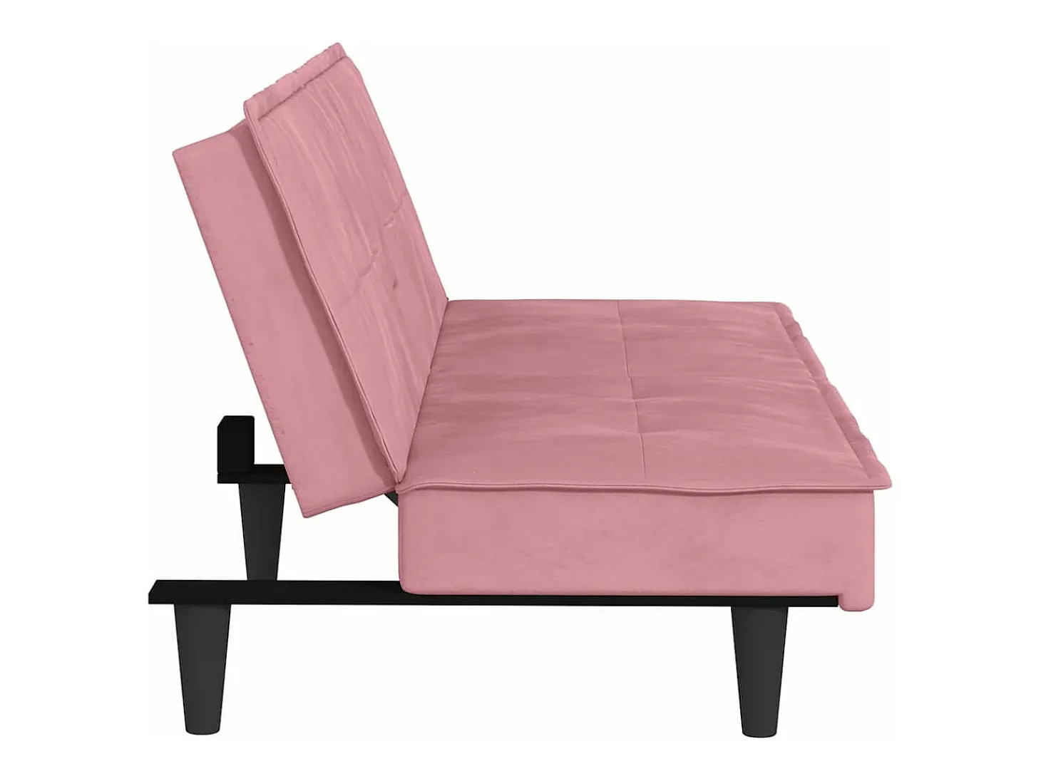 Sofá-cama com suporte para copos veludo rosa