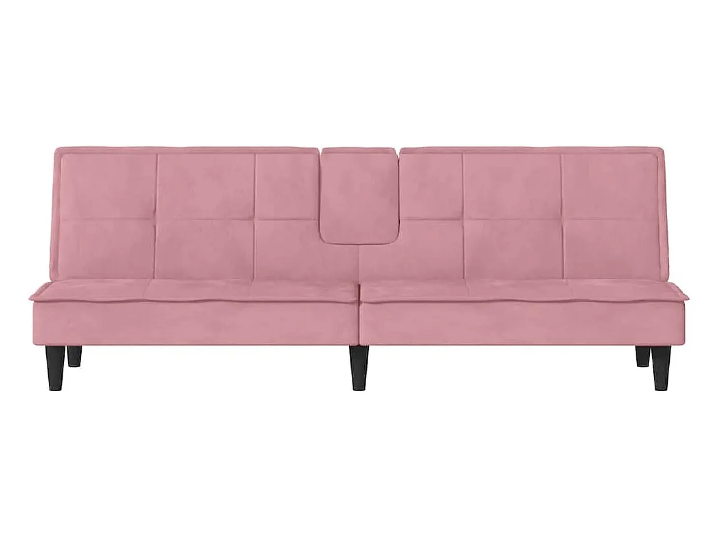 Sofá-cama com suporte para copos veludo rosa