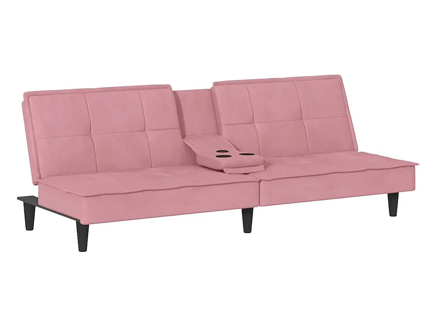 Sofá-cama com suporte para copos veludo rosa