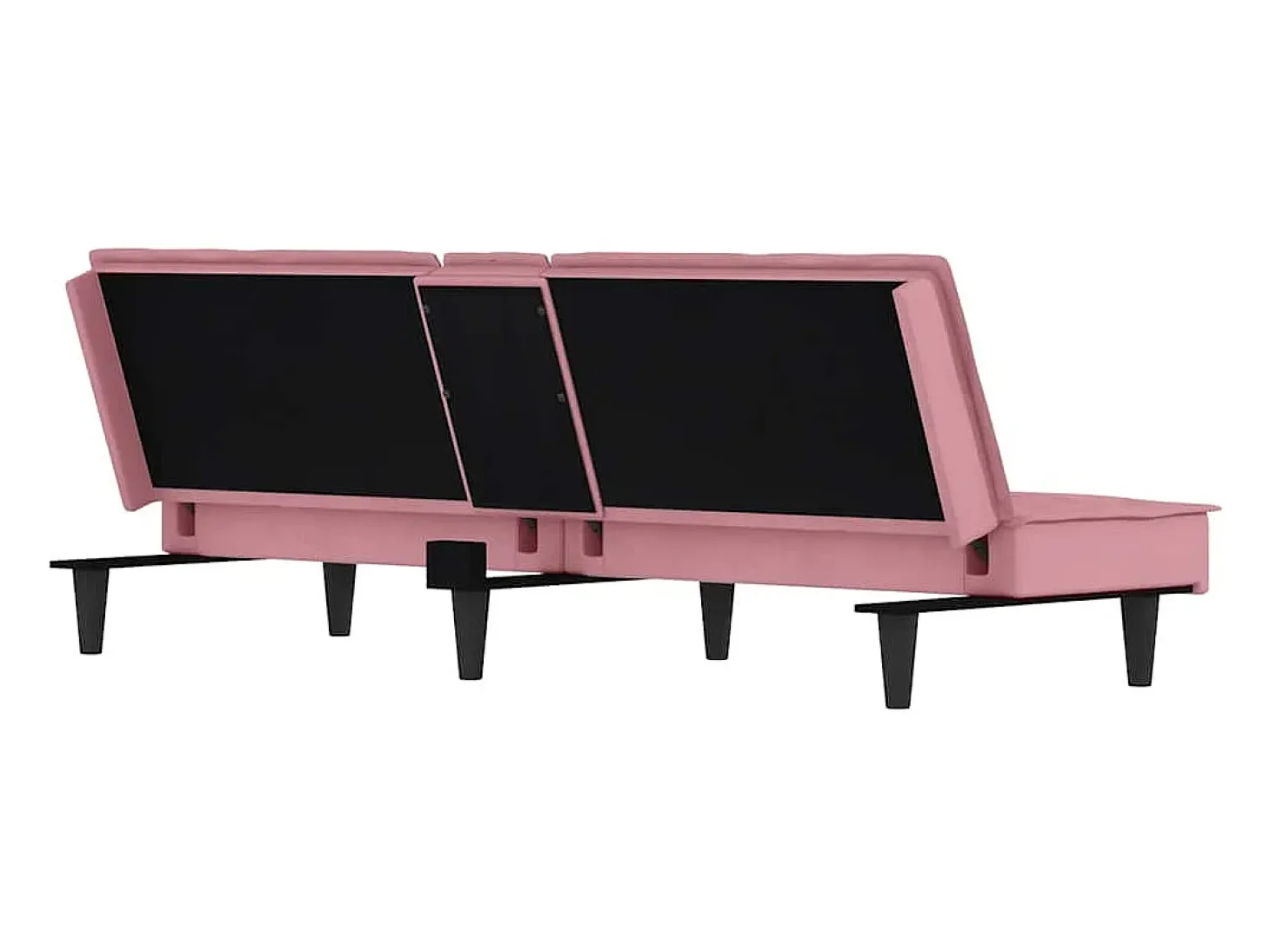 Sofá-cama com suporte para copos veludo rosa