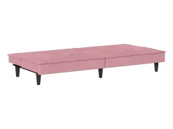 Sofá-cama com suporte para copos veludo rosa