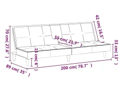 Sofá-cama com suporte para copos veludo amarelo