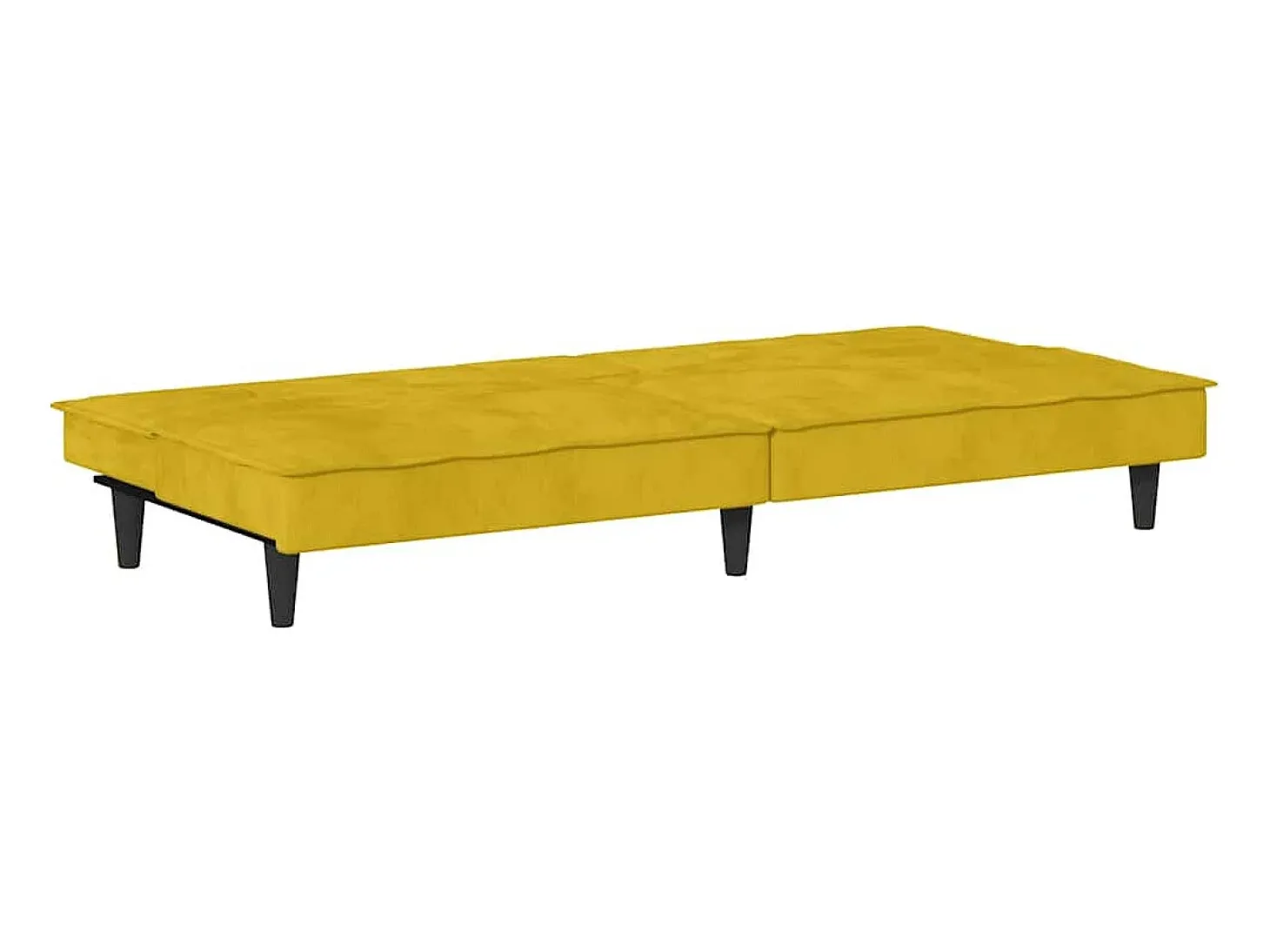 Sofá-cama com suporte para copos veludo amarelo