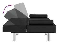 Sofá-cama com suporte para copos couro artificial preto