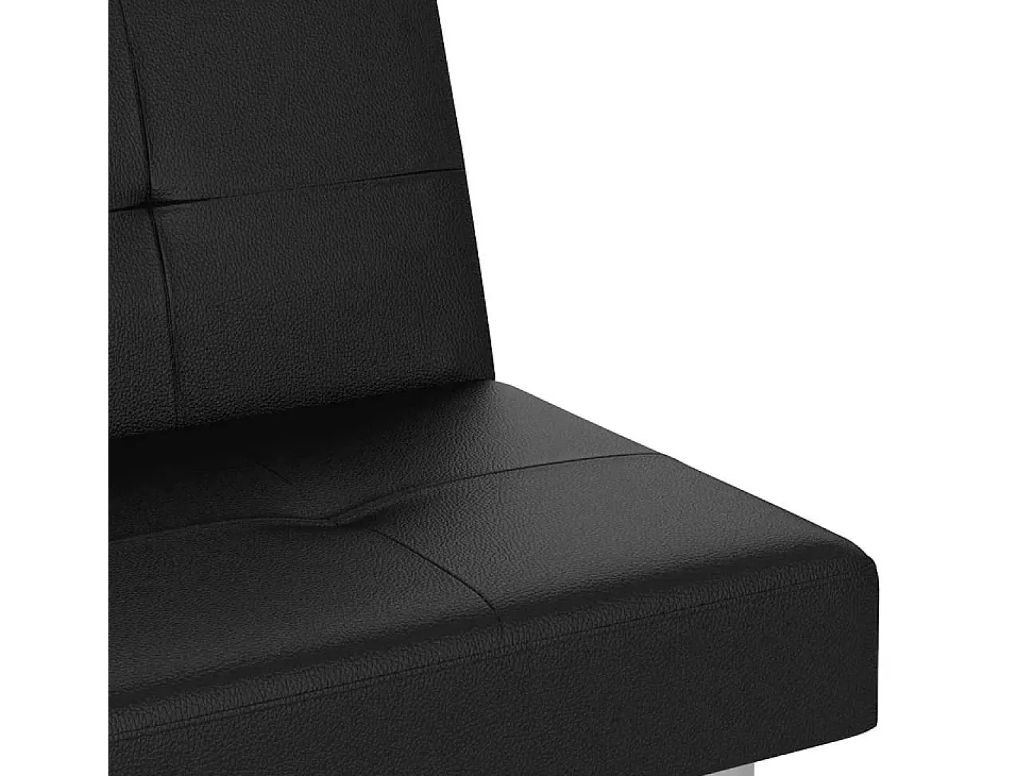 Sofá-cama com suporte para copos couro artificial preto