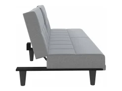 Sofá-cama com suportes para copos tecido cinzento-claro
